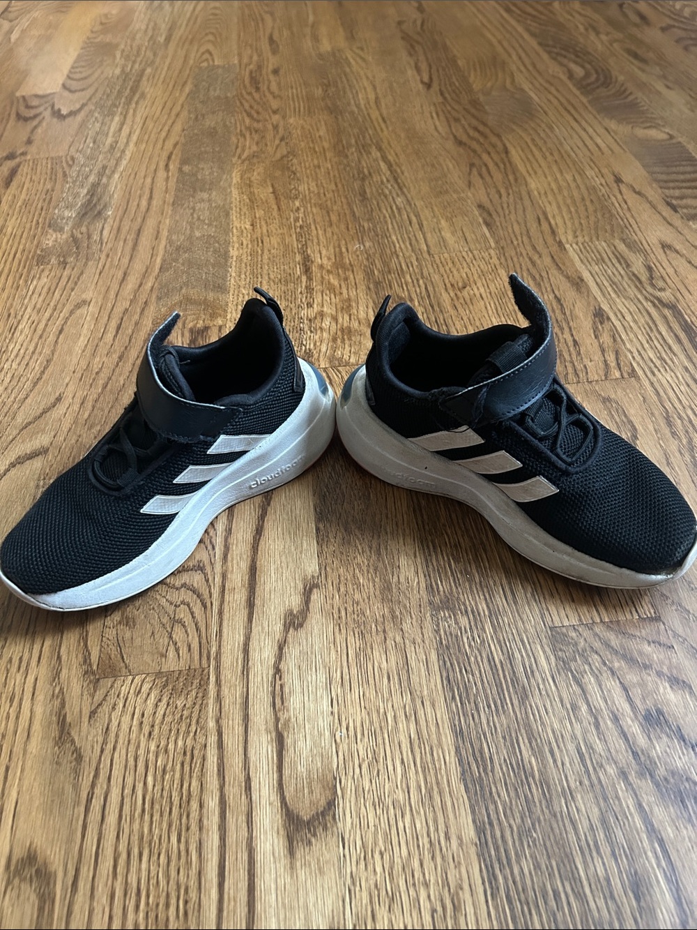 adidas Kids Black and White Hook-and-Loop Sneakers